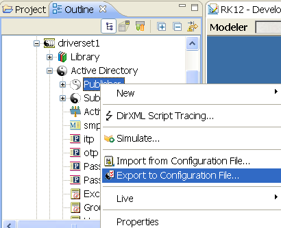 Exporting from the Outline view