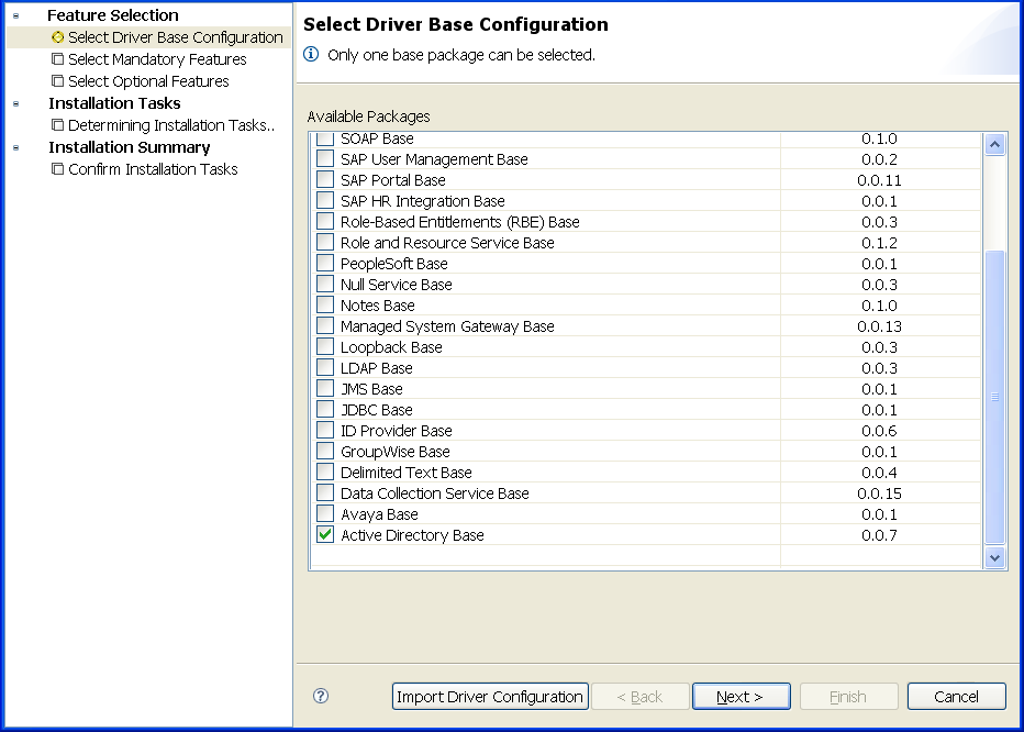 Selecting a base package