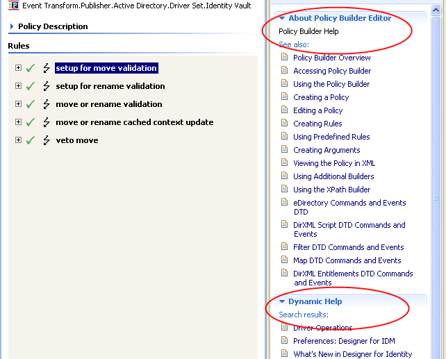 Help topics resulting from an F1 search
