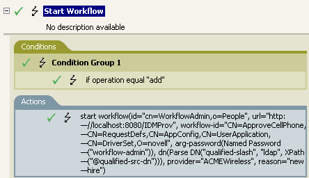 Policy starts a workflow process to request a cell phone for each add operation
