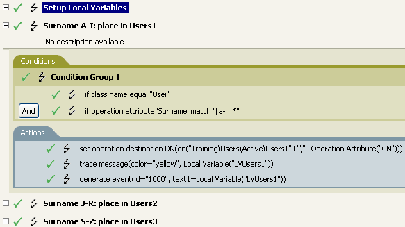Policy to place users by last name