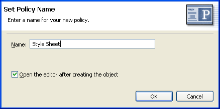 Open Editor after creating policy check box