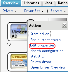 Editing the properties of the driver