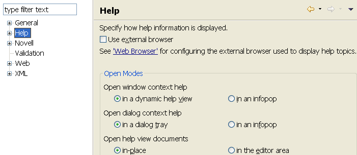 Help settings