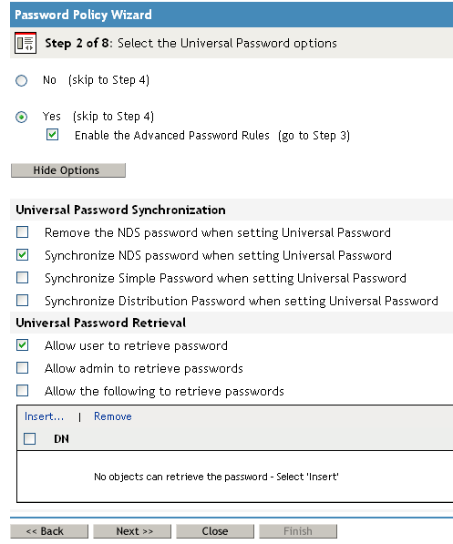 Password Policy settings for Scenario 2