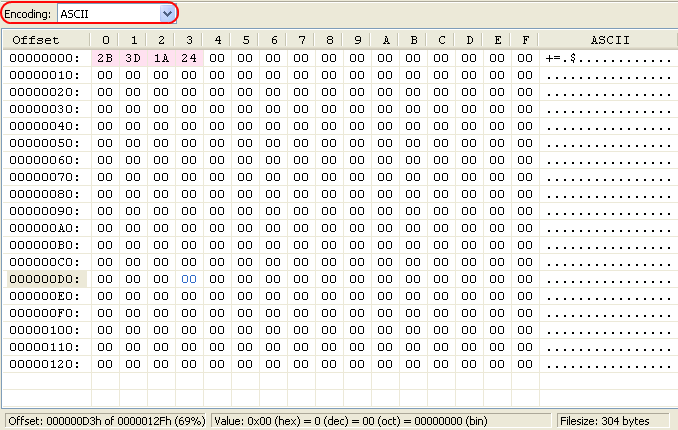 Selecting the desired encoding