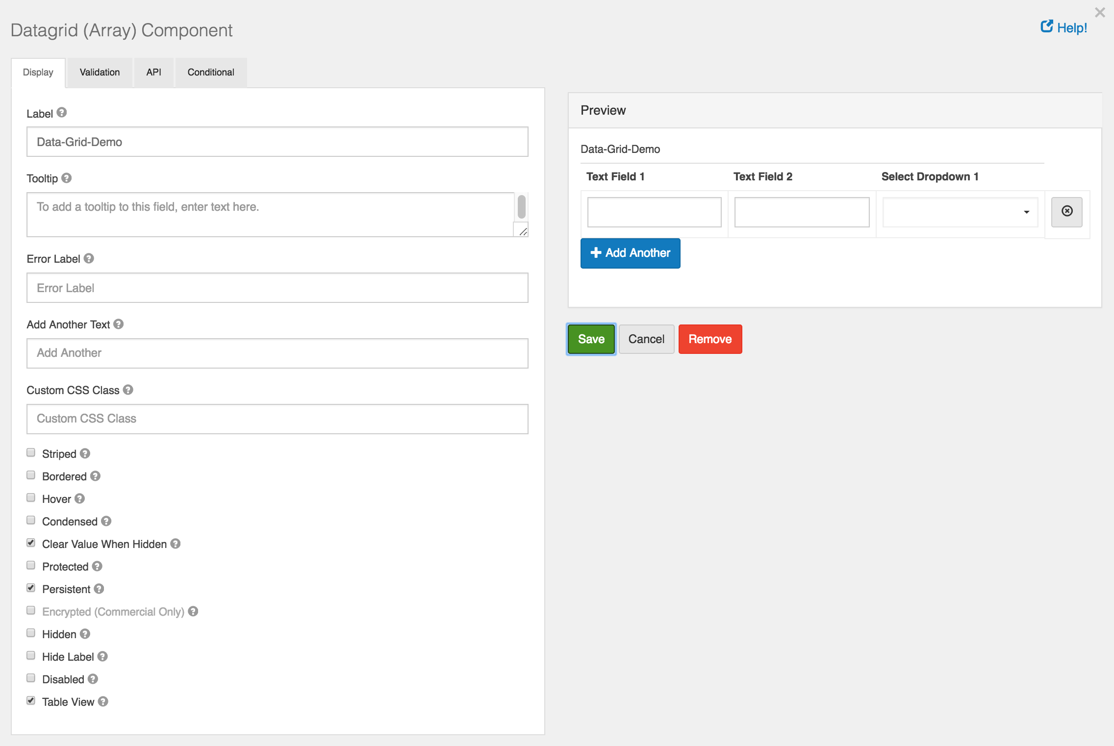 Data Grid Component Details
