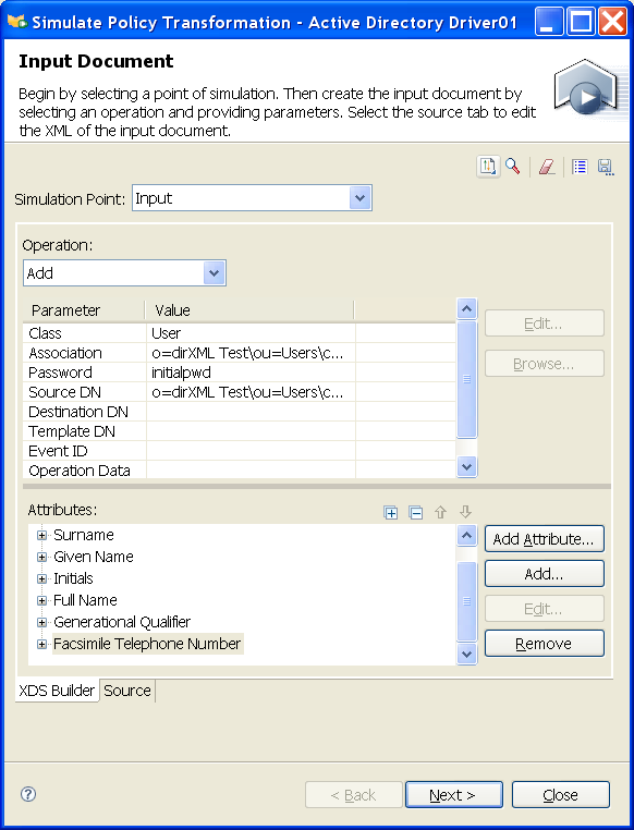 Completed XDS input document
