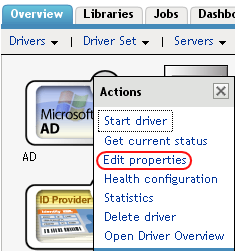 Editing the properties of the driver
