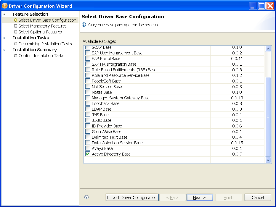 Selecting a base package