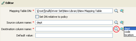 Select the destination column
