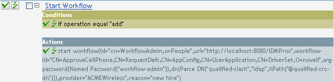 Policy starts a workflow when an add operation occurs to request a cell phone