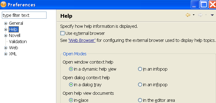 Help settings