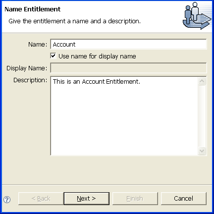 Creating an account entitlement