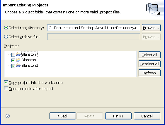 Selecting a directory containing valid projects