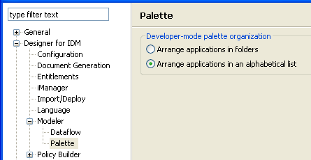The Palette option in Preferences