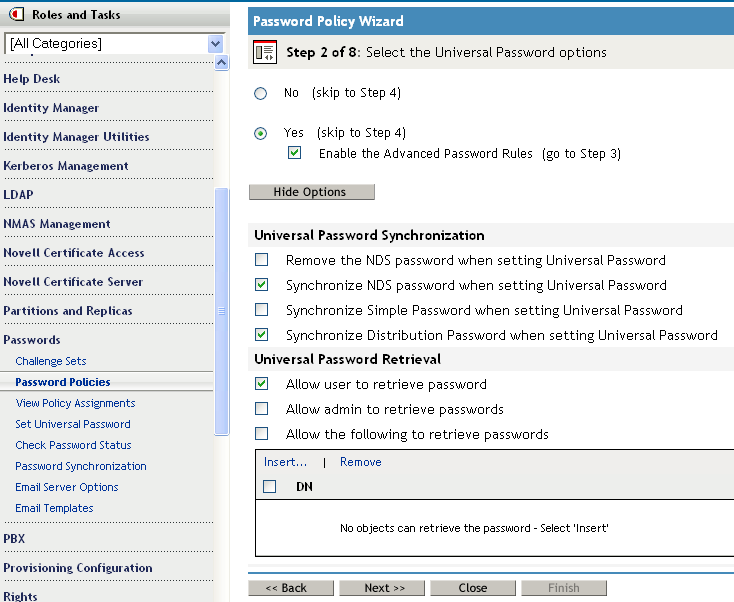 Password Policy settings for Scenario 2