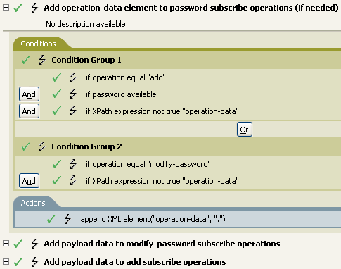 Policy checks each add operation to see if there is operation data associated with the add operation