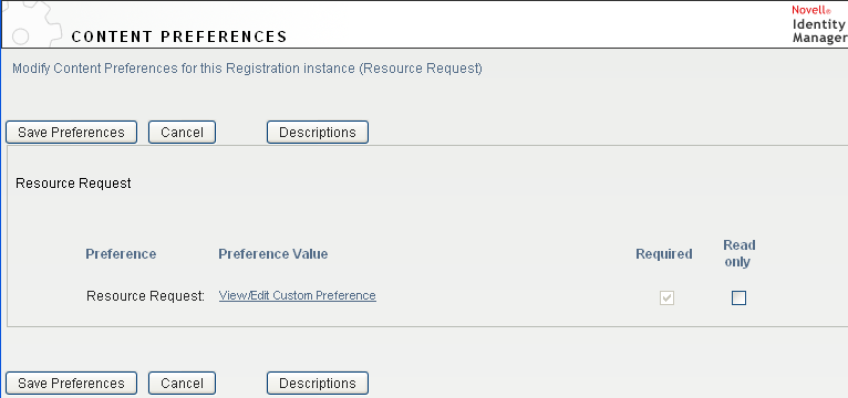 Content Preferences window