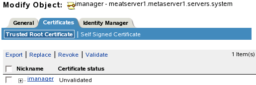 Trusted Root Certificate tab