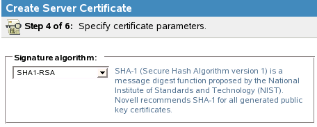 Setting the signature algorithm