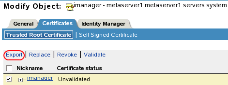 Exporting the certificate