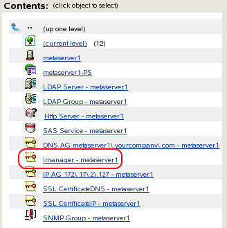 KMO object named imanager-metaserver1