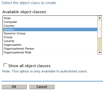 Selecting the domain class