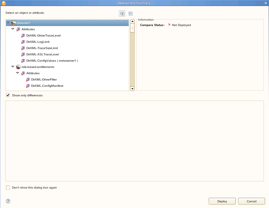 Deploy dialog