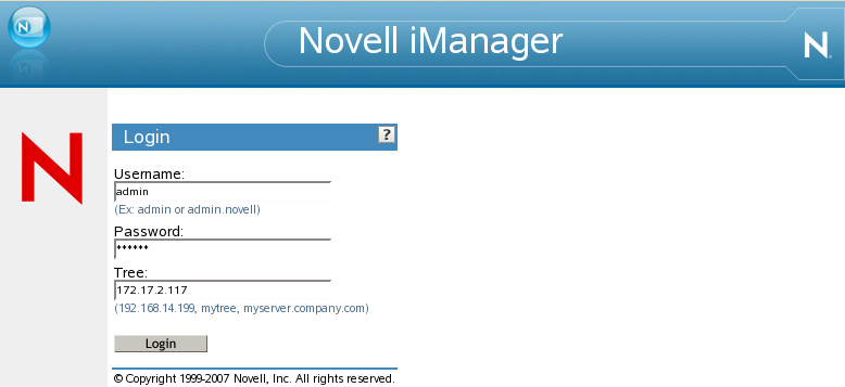 Logging into iManager