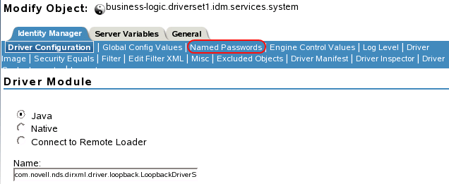 Named Password tab