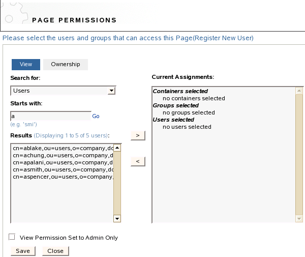 Page permissions