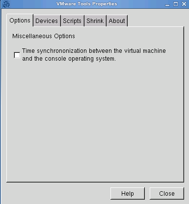 Options tab to deselect time synchronization