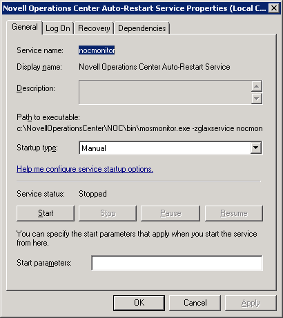 Managed Auto-Restart Properties (Local Computer) Dialog Box