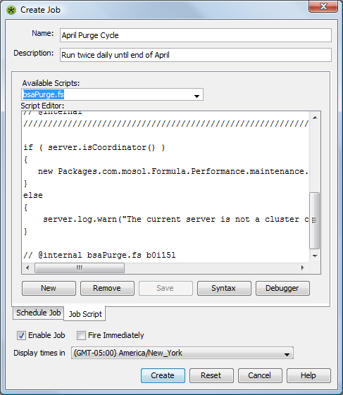 Create Job Dialog Box