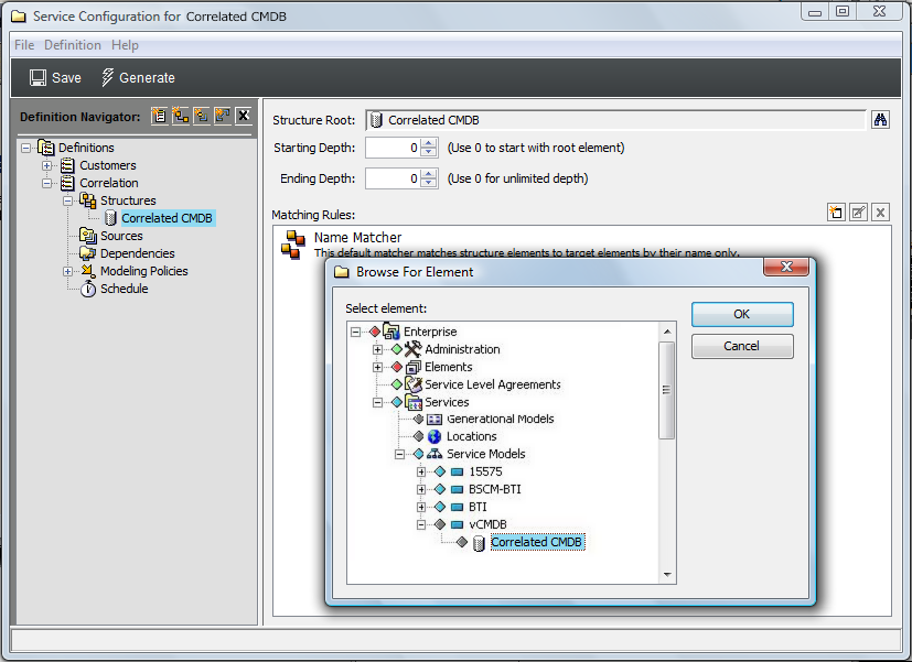 Browse for Element Dialog Box