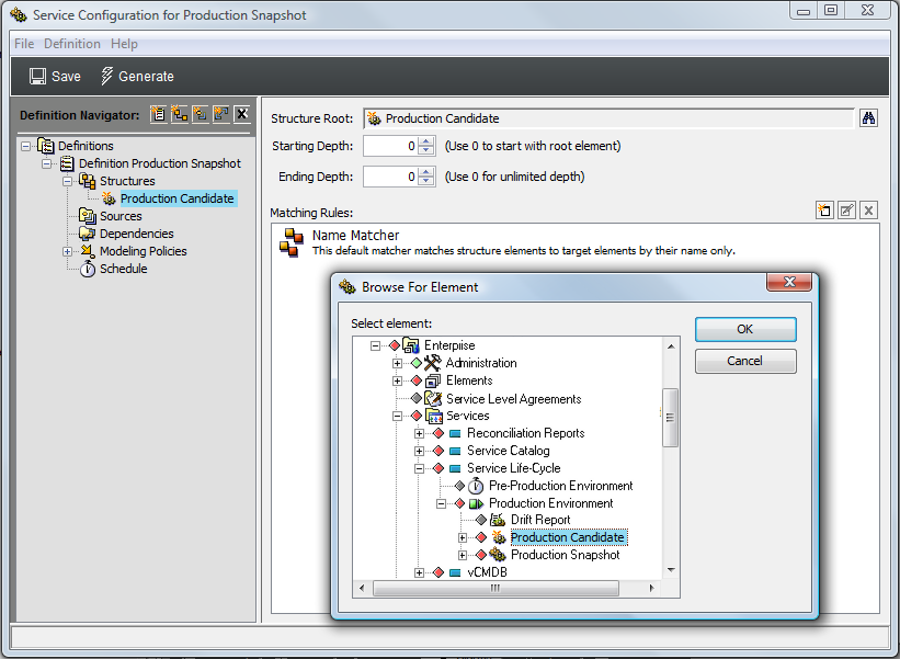 Browse for Element Dialog Box