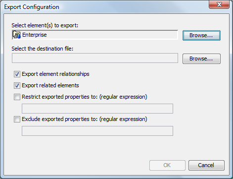 Export Configuration Dialog Box
