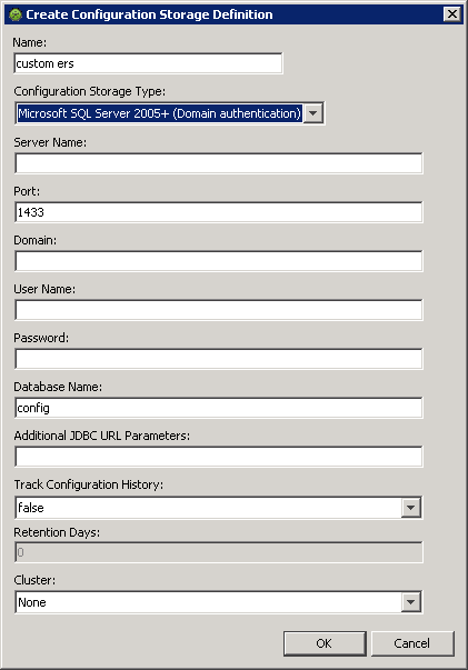 Create Configuration Storage Dialog