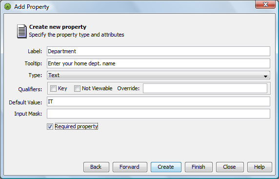 Add Property Dialog Box