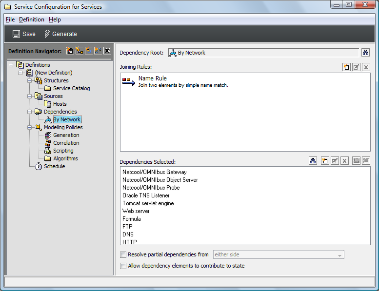 By Network Element in Definition Navigator Panel