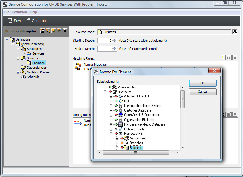 Browse for Element Dialog Box
