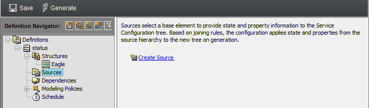 Sources Element in Definition Navigator Panel