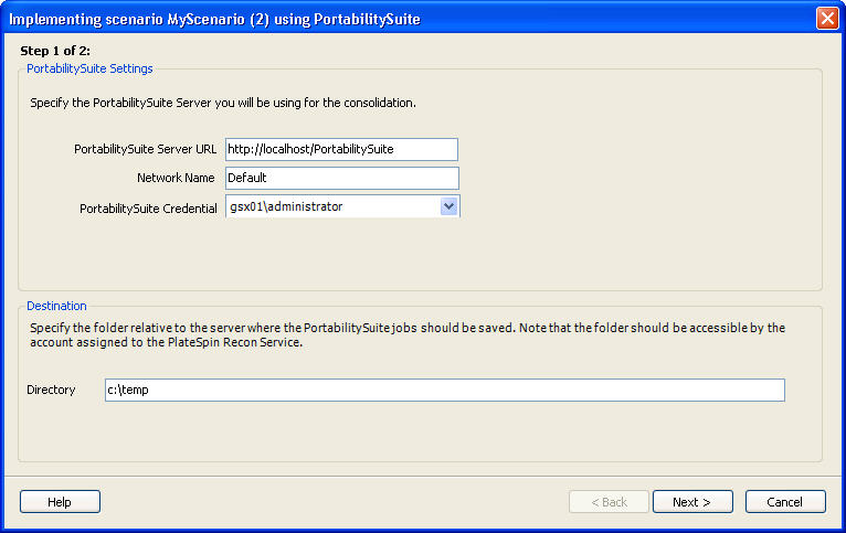 Implementing scenario using Portability Suite Step 1 of 2